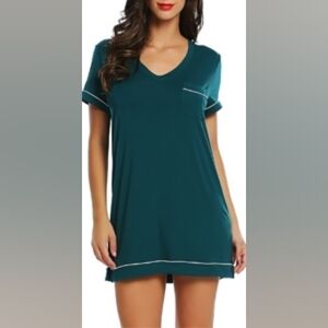 Joyaria teal Bamboo Sleep Shirt Nightgown Size Medium